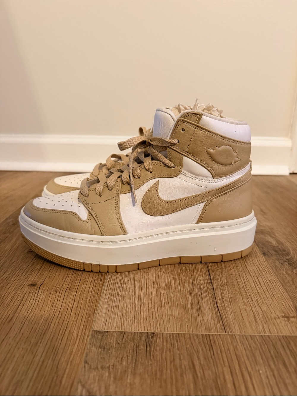 Women’s Jordans High-Top Sneakers in Beige and White